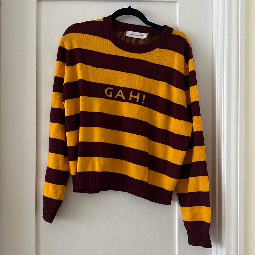 Lisa says Gah striped college sweater